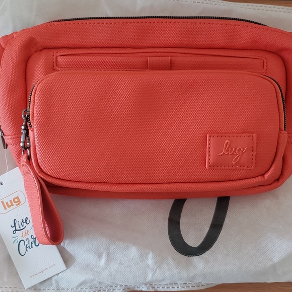 NEW Lug Hitch Matte Luxe Vegan Leather Belt Bag Papaya - Picture 2 of 4